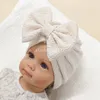 Novo chapéu do bebê grande arco recém-nascido gorro sólido macio infantil pulôver chapéu headwrap bowknot crianças chapéu indiano bebê meninas bonito gorro