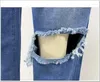 Damenjeans, Damenhose mit weitem Bein, Denim, hohe Taille, Reißverschluss, Waschlöcher, Taschen, Straße, knöchellang, Flash-Frühling 2024