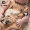 Låt oss göra 3PCSSet Baby Teether Toys Halsband PACIFIER -kedja Armband Matklass GRATIS A 012 Months Kids Gift med Box 240111