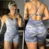 Strój jogi strój jogi kobiety fitness One Piece Scossuit Shorts 2023 Athleisure podkładka bez pleców joga bodysuit sport