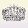 Luxuoso cristal espumante barroco rainha rei casamento tiara crown concurso baile de bairro diadema de jóias de cabelo de noiva Y1905965