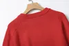 Ethereal MD autumn style of Casual minimalist red bright wool blend crew-neck sweater 240112