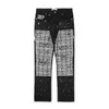 Herren Jeans Bla White Cheered Patchwork Straight Leg Denim Hose Männer Hip Hop Splashed Ink Logging Pants Jeans Slim Fit Washed Tornyolq