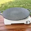Pans Cooking Pot Round Flat Pancake Griddle Non-stick Barbecue Tray With Food Clip Anti Scald Handle For Outdoor Camping BBQ Tool