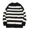 Свитера в черную полоску, рваный свитер, мужской пуловер, вязаные джемперы с отверстиями, толстовка оверсайз, топы с длинными рукавами в стиле Харадзюку 240112