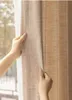 Cortina semisombreada de lino y algodón para sala de estar, cortina transparente de hilo de gasa, cortina transparente para ventana, tamaño personalizado 240111