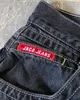 JNCO Y2k Baggy-Jeans für Herren, Retro-Stickmuster, schwarze Denim-Hose, weites Bein, niedrige Taille, Hose, Hip-Hop, lässige Streetwear, 240112