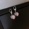 Dangle Küpeler Şık Tatlı Pembe Opal Kadınlar İçin Metal Damla Küpü Kısa Gümüş İğne Romantik Kalp Kadın Mücevher Aksesuarları