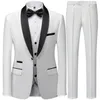 Terno casaco calças colete 3 peças conjunto/moda masculina casual boutique negócios casamento noivo vestido blazers jaqueta calças 240112