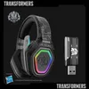 Headphones Transformers TFG01 Gaming Headphones Low Latency Bluetooth 5.3 Wired Headset RGB Earbuds with Mic HIFI Grade Music Earphones