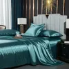 Nordic Mulberry Silk Bedding Set With Däcke Cover Bed Sheet Pudow Case Luxury Par Single Double Summer 12 People Bedlas 240112