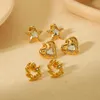 Pendientes de tuerca de acero inoxidable con forma de corazón y estrella para mujer, aretes irregulares chapados en oro a la moda, joyería para fiesta, regalos, Aretes