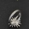 Marca con incrustaciones de lujo joyería de boda de moda americana anillo de girasol diseñador diamante plata esterlina para mujeres regalos de fiesta anillos