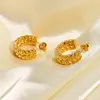Stud Earrings 18k Gold Plated Stainless Steel Double Layer Wheat Ears C Shape For Women Girls Jewelry Accessories