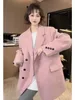 Ternos femininos na moda estilo chique blazer rosa para mulher high-end moda e redução de idade negócios europeus casual terno jaqueta