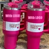 US-LAGER Limited Edition H2.0 40OZ Tassen Cosmo Pink Parade Target Rote Becher Isolierte Autobecher Edelstahl Kaffee Termos Rosa Becher Valentinstagsgeschenk