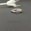 Luksus kablowy w obrączce designerka Pierścienia klamry drobne srebrne 925 Plane 18 -krotnie żółte złoto z pierścieniami Pav Diamonds inaj