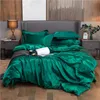 Set biancheria da letto in raso con copripiumino Lenzuolo Federa Lenzuolo di lusso Tinta unita Doppio Singolo King Queen Full Twin Size 240112