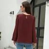 Moderskapskläder veckade långärmad blusskjorta tees vår hösten casual kvinnor chiffon oneck tshirt pullover topp 240111