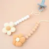 Cute Floral Baby Pacifiers Leashes Chain Newborn Products Pacifier Proof Clip Baby Silicone Bead Flower Pacifier Clip Lanyard