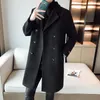 مزدوج الصدر الصلبة من الصوف المعاطف معاطف الشتاء الطول معطف سترة Overcoat خندق M-3XL