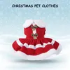 Vestuário para cães Vestido de Natal Roupa confortável com sinos de arco Pequeno animal de estimação saia vermelha terno colarinho de boneca grosso para cães médios