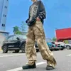 Calças de brim masculinas soltas em linha reta perna larga baggy camo calças do exército tendência masculina bonito versátil calças originais streetwear japonês 2023 calças ephemeralew