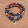 Charm Bracelets Chinese Ceramic Beaded Women Boho Ethnic Bracelet With Metal Leaf Bell Pendant Bohemian For Men Gifts