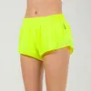 デザイナーLululemenly Womens Yoga Shorts Fit Zipper Pocket High Rise Quick Quick Dry Lulusly Lemon Lemon Train Short Loose Style Style Style Style Stymable Gym Quality Lululy