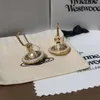 Pendientes de pendientes de Vivianeism Westwoodism Pendientes de esmalte al horno Saturno Pendientes de perlas tridimensionales