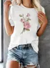 Kvinnors T -skjortor Tee Women Top Short Sleeve Printed Shirt Clothing Female Sweet Floral Style Trend 90s Fashion Casual Clothes Graphic