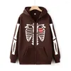 Herren Hoodies Vintage Skeleton Print Zipper Sweatshirt Y2K Gothic Bone Graphic Unisex Zip Up Hoodie Herbst Streetwear Harajuku Frauen Hoody