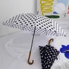 Guarda-chuvas Polka Dot Guarda-chuva Chuva Mulheres Elegante Luxo Curvo Lidar Com Guarda-chuva Longo Proteção UV Viagem Golf Sol Guarda-sóis Parasol YQ240112