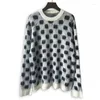 Men's Sweaters Black Dots Mohair Knit Sweater Men Women High Quality Round Neck Keep Warm Long Sleeve Pullover Sweatshirts