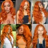 Soy una peluca Pelucas de color naranja jengibre con ondas de cuerpo largo Pelucas de encaje sintético para mujeres Resalte Negro Marrón Parte media Peluca Cosplay Cabello 240111