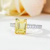 1.5CT Choucong Wedding Rings Luxury Jewelry Real 100% 925 Sterling Silver Radiant Cut Yellow Moissanite Dimond Party Promise Women Engagement Bridal Ring Gift