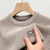 Luxury Winter High-quality Warm Men's Casual Round Neck Pullover Sweater Embroidered Design Long-sleeved Sweaters Tops M-3XL 240111
