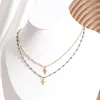 Choker ZMZY Minimalist Gold Color Chain Necklace For Women Fashion Female Tiny Cross Pendants Stainless Steel Jewelry Gift