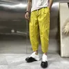 Amarelo casual harlan calças masculinas coreia moda streetwear harajuku calças soltas sólido selvagem sweatpants calças de jogging preto 240112