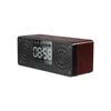 Speakers A10 Wooden Portable Bluetooth Speaker Alarm Clock LED Display Speaker Stereo Desktop Sub Woofer Support TF AUX USB FM Radio
