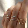 Bagues de cluster Boho Zircon Set Gold Couleur Femmes Bohême Cristal Lune Flèche Doigt Queue 2024 Bijoux Bijoux Cadeaux Bague Femelle