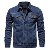 Spring Men Solid Lapel Denim Kurtki mody motocykl dżinsy kursze