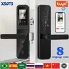 XSDTS Tuya Wifi Digital Electronic Smart Door Lock With Biometric Camera Fingerprint Card Password Key Unlock 240111