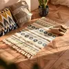 60x90 cm Retro Bohemian Hand Woven Tassel Carpet For Home Living Room Window Bedside Linen Rug Tabler Runner Door Mat Home Decor 240111