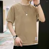 Camisetas para hombre Camisetas de manga corta para hombre Ropa de moda Estilo coreano Color sólido Algodón básico Tops para hombre Respirar