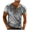 Men's T Shirts Abstract Art 3D Printed Casual Retro Street Clothing Button Up Fashion Short Sleeved T-shirt Tops Clothes