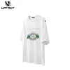 Men's T Shirts UPRAKF Streetwear Oversized Men Summer Cotton Graphic Print Drop Shoulder Short Sleeve Tees Hip Hop Brief Style