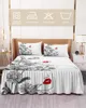 Bed Skirt Flower Daisy Female Line Red Lips Elastic Fitted Bedspread With Pillowcases Mattress Cover Bedding Set Sheet