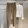 Autumn Winter Suit Pants Men Thick Business Elastic Waist Classic Grey Brown Woolen Straight Korean Formal Trousers Male 27-38 240112
