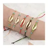 Bohemian Sea Shell Beach Charm Armband Verstellbares Seil Uni Handgefertigte geflochtene Armbänder Drop Delivery Otnkt